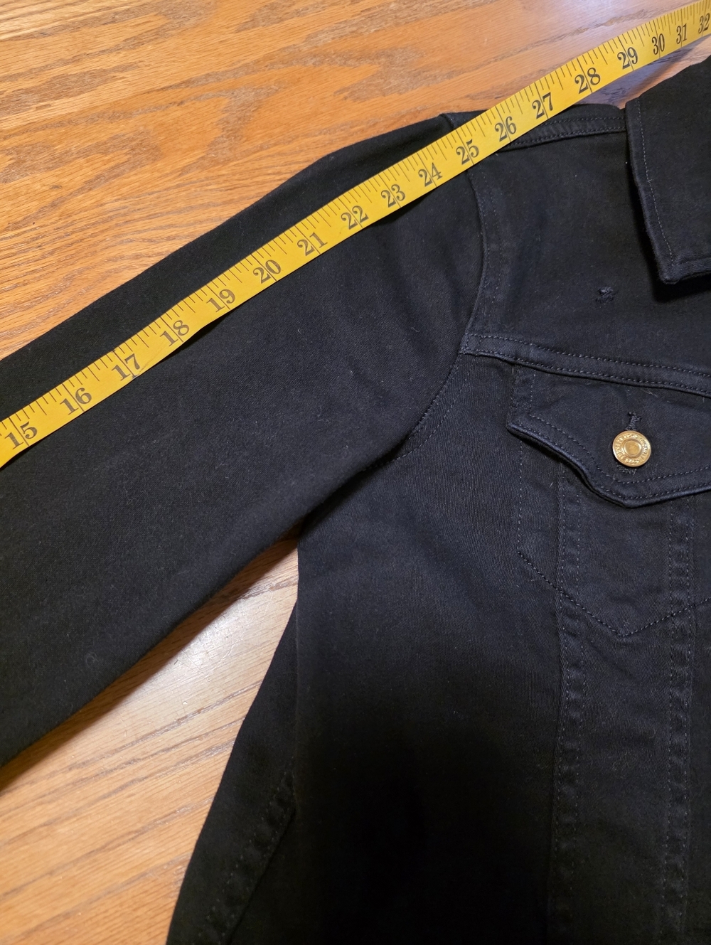 Michael Kors Women's Black Denim Jean Jacket With Gold Logo Buttons Size M - Picture 15 of 15